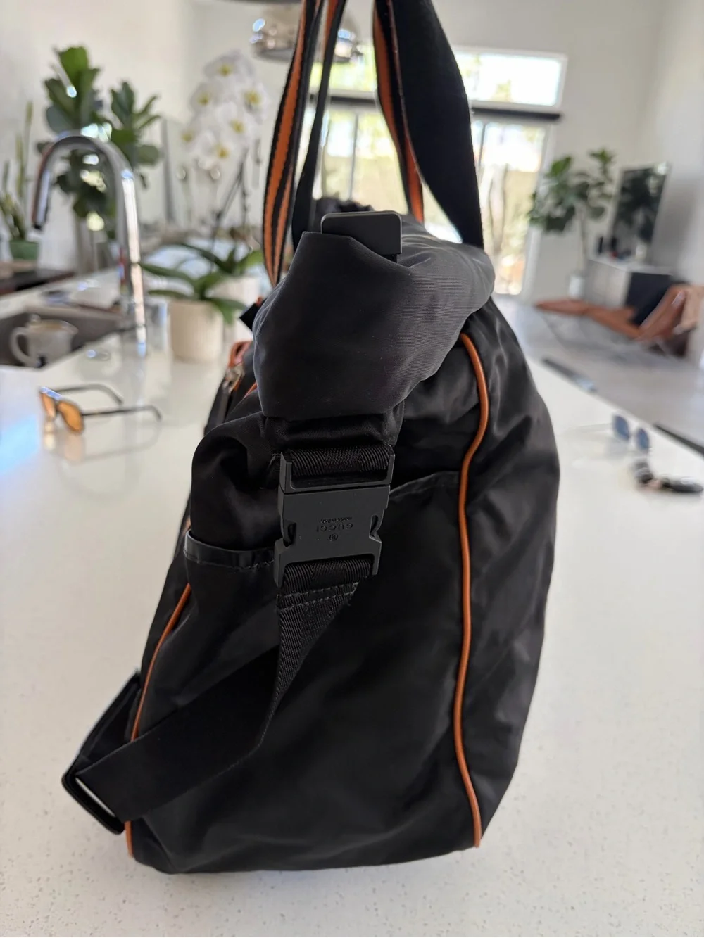 Gucci Black Duffel with Orange Trim